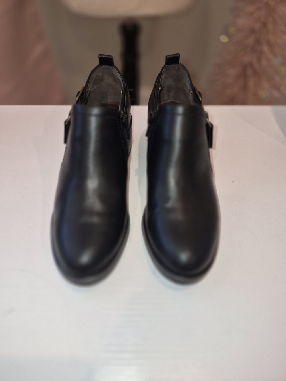 White Mountain Black Leather Slip-On Loafers for Women